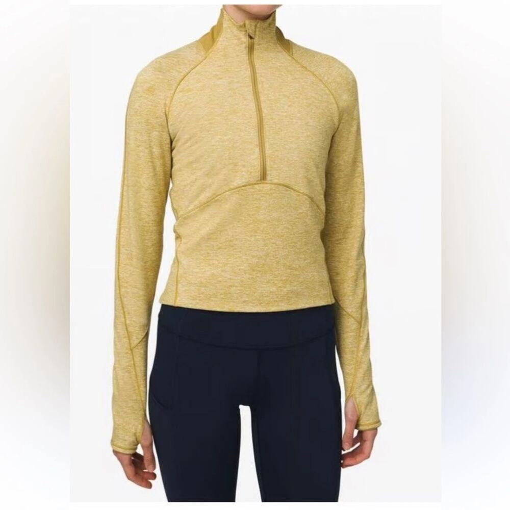 Lululemon Women's Always Alert 1/2 Zip Crop Jacket Mock-Neck Olive Green Size 6